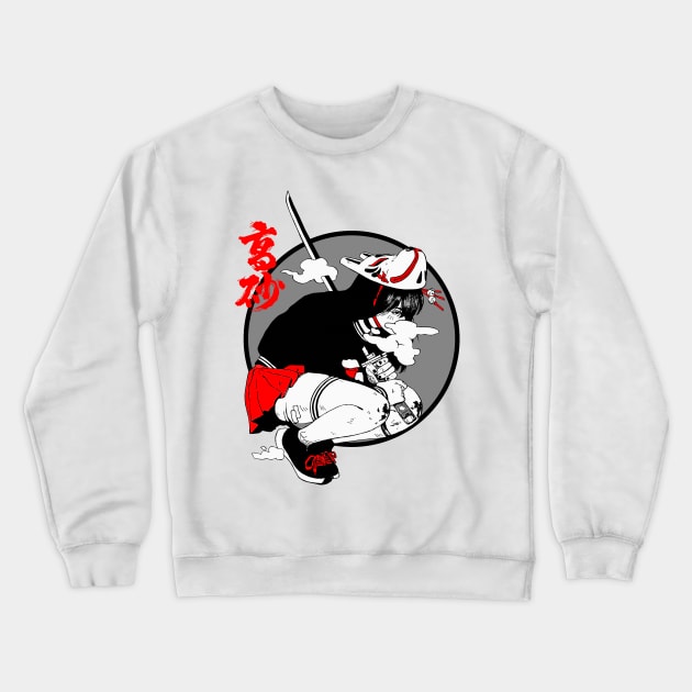 Vaporwave Cool Samurai Japanese Girl Crewneck Sweatshirt by OWLvision33